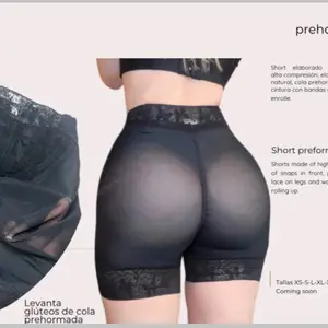 ANDREINA COLA PREHORMADA High Compression Preformed Shorts with Lace on Legs and Waist Roll-Up Feature