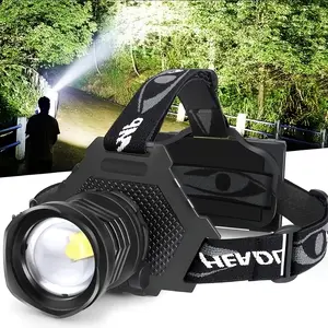 2026 upgraded model 1700 lm aluminum alloy headlamp, equipped with a 6000 mAh high-capacity battery and XHP-70 Wi LED — 3 modes, adjustable spot/floodlight, suitable for camping, hiking, hunting