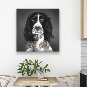 212 MAIN Vibrant English Springer Spaniel Wall Art Photo, 32x32 in Artistic Print, Pet Lover Home Decor Artwork, Ideal Man Cave Gift