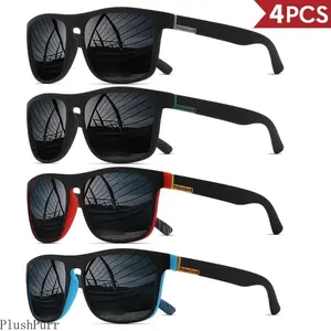 4PCS Square Polarized Sports Outdoor Sunglasses - Featherlight Polycarbonate Frame, UV400 Glare-Free Shield, Durable Unisex Sunglasses for Women, Driving, Fishing