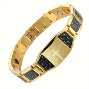 1 cross magnetic bracelet, suitable for men, stainless steel bracelet, the best gift for men's jewelry