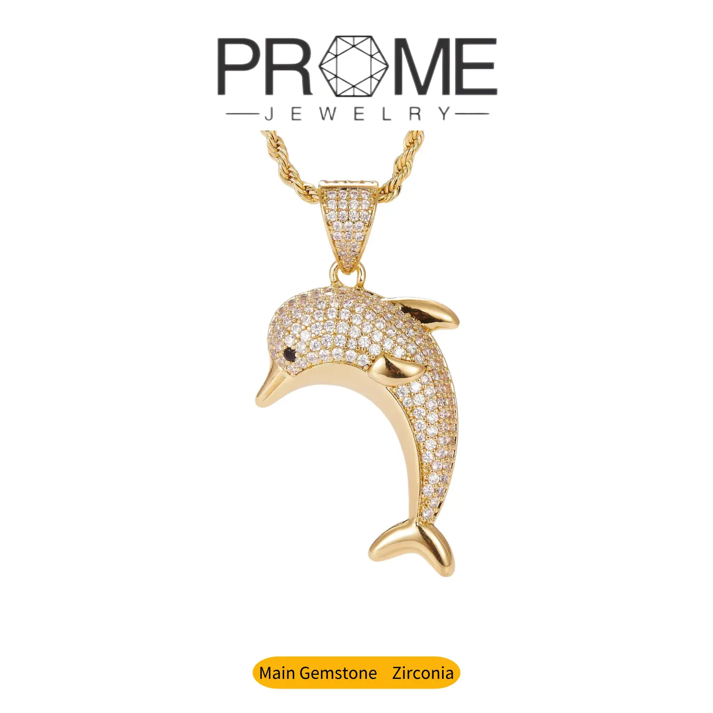 (CN004)Cubic Zirconia Sparkling Dolphin Pendant Necklace , Zircon, Ocean-Inspired Freedom & Charm, Perfect Jewelry Gift for Women’s Daily Wear,Everyday Wear