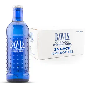 BAWLS Guarana Original, BAWLS Guarana Drink, Guarana Soda, Guarana Fueled Soda for Energy, High Energy Caffeinated Drink, 10oz 24 Pack Glass Bottles Beverage