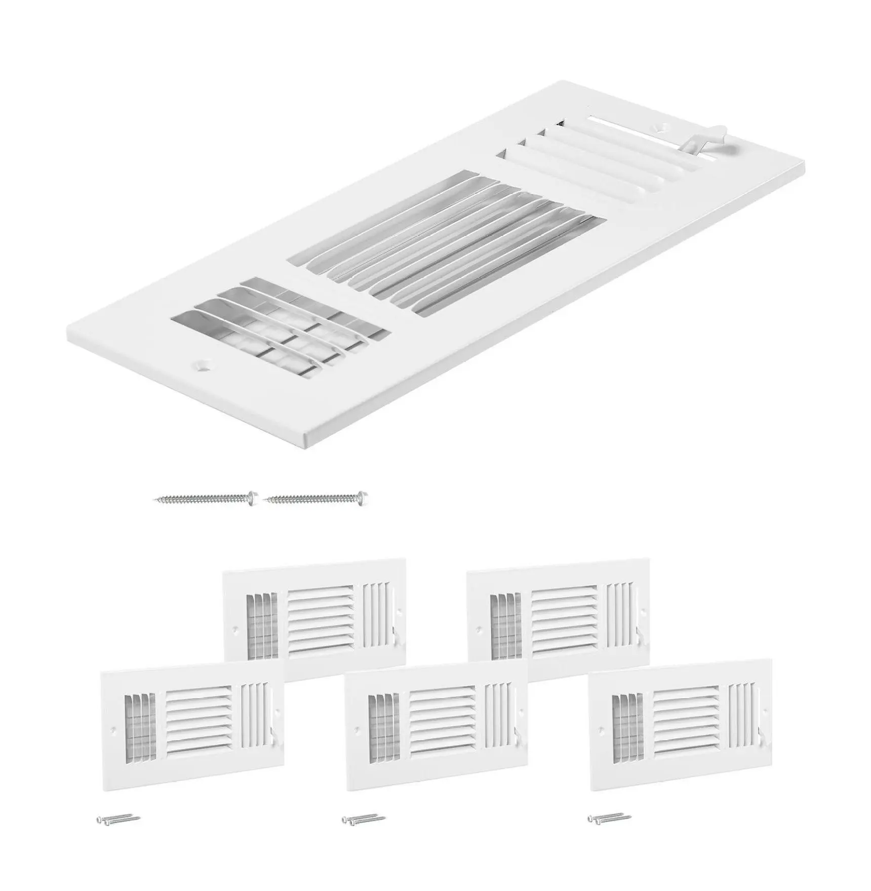 Floor Registers 4x10 Inch, 6-Pack HVAC Vents - Adjustable Airflow Metal Grilles for Home Office 6/White/10 inch