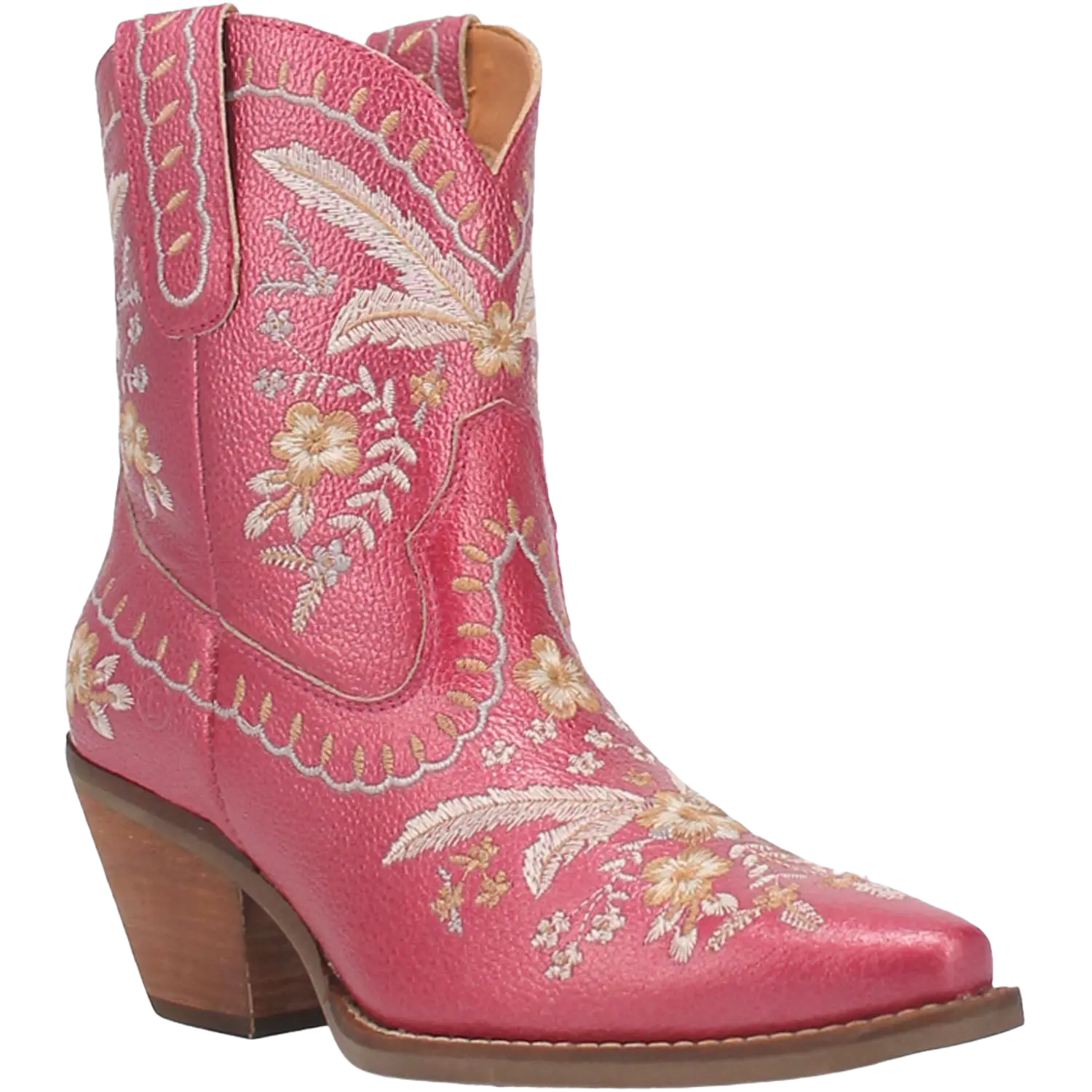 Dingo Ladies Primrose Floral Embroidery Fuchsia Metallic Boots DI748-PU7