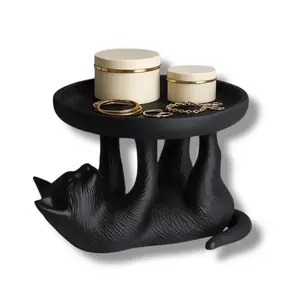 Cat Jewelry Dish Ring Holder Tray, Black Cat Catchall Valet Tray for Nightstand, Vanity, Desk Organizer, 3D Printed PLA Trinket Bowl for Keys Coins Earrings — The Maker Factory