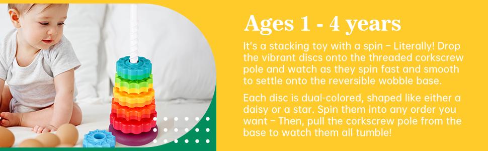 Spinning Stacking Toy for Kids, Rainbow Tower Dual-Color Spinning Wheels Premium Plastic Early Education Fun Learning Toys tower hanoi Spinning Stacking Toy for Kids, Rainbow Tower Dual-Color Spinning Wheels Premium Plastic Early Education Fun Learning Toys tower hanoi