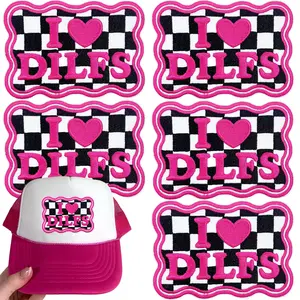 CY 5PCS Iron on Patches Tucker Hats Funny Phrase Embroidered Appliques DIY Accessories for Clothing Bags Jackets Jeans Backpacks