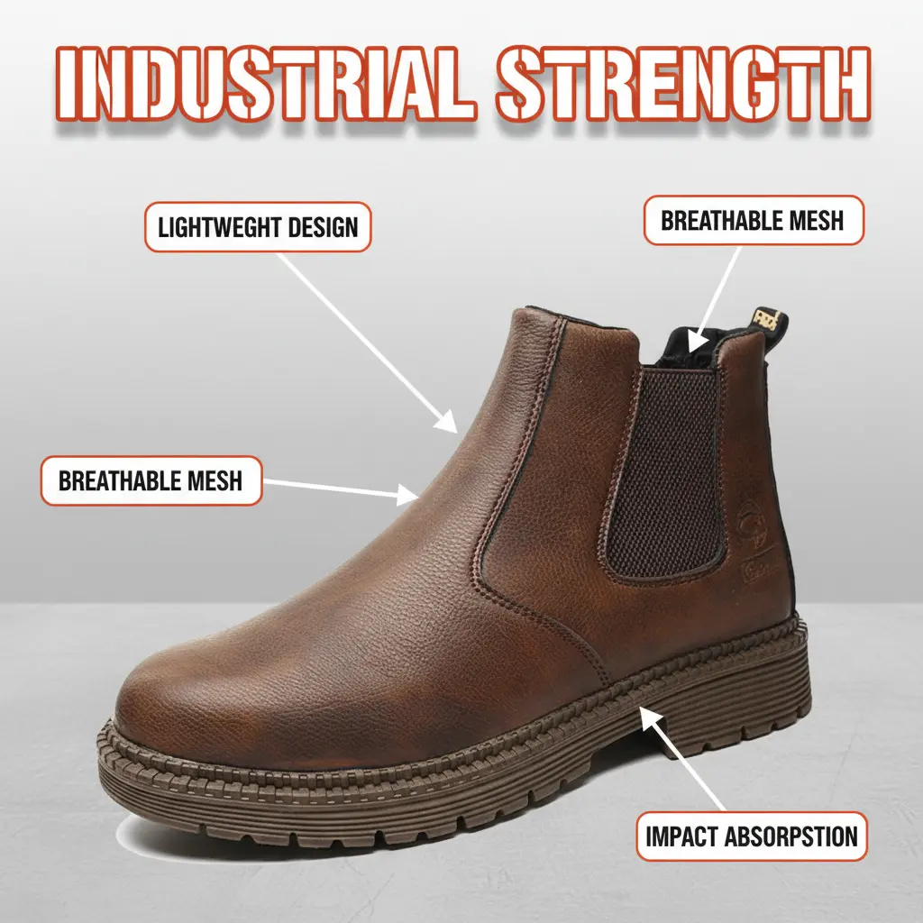 Breathable Safety Shoes Unisex Chef Work Shoe Waterproof Anti-slip Durable Outdoor Comfortable Splash-proof Smash-proof Puncture-proof Flexible Working Footwear
