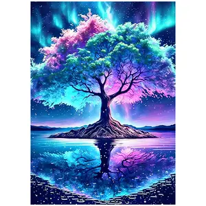 Aurora Tree Of Life Lake Reflection Diamond Art Kit - 11.8"×15.7"