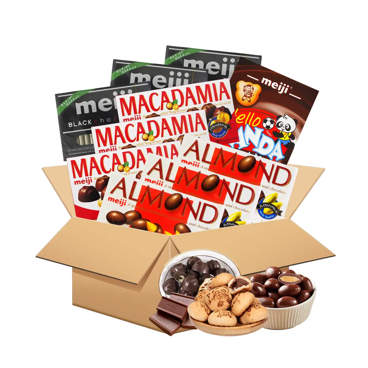 MEIJI Chocolate Variety Snack Box Set – Almond & Macadamia Chocolate, Dark Chocolate, Panda Cookies | Japanese Snack Box (10 Packs, 849g) MEIJI Chocolate Variety Snack Box Set – Almond & Macadamia Chocolate, Dark Chocolate, Panda Cookies | Japanese Snack Box (10 Packs, 849g)