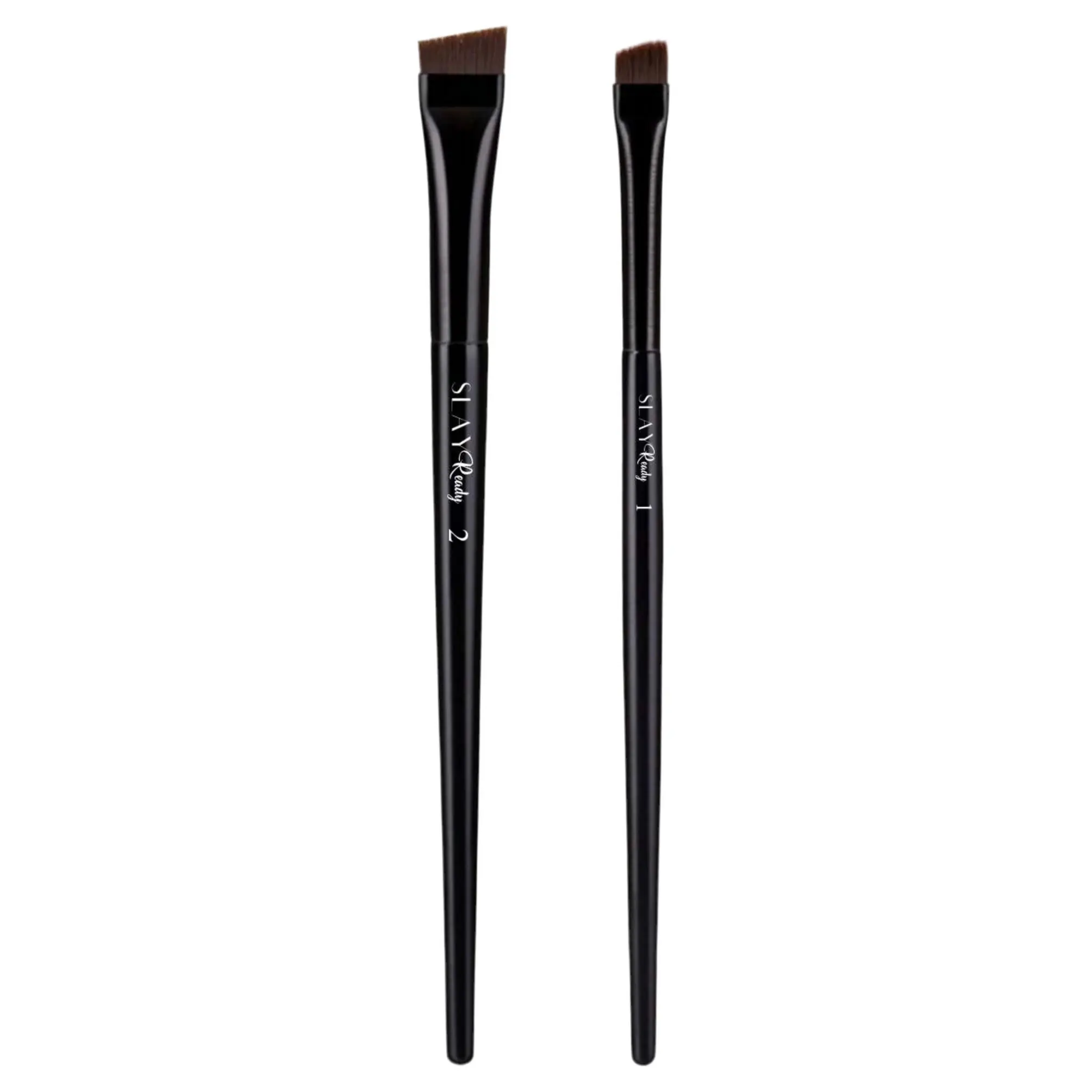 Angled Brow/Liner Mini Brush Set - Precise Brow & Liner Brushes for Effortless Application - Individual Mini 1 & 2 Angled Brush Set
