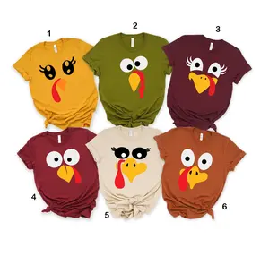 Thanksgiving Fall Family Matching Tee, Turkey Face Shirt, Funny Thanksgiving Women's Shirt, Unisex Cotton Graphic Tee