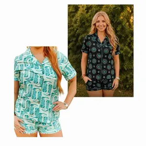 Women's 2-Piece Pajama Set - Lady's Matching Casual Short Bottoms and Top, Comfortable Women's Sleepwear & Loungewear