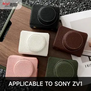 Niyi Camera Bag Luxury PU Leather Camera Bag Case for Sony Zv1 Zv-1 Full Body Cover Hand Made Shell with Strap