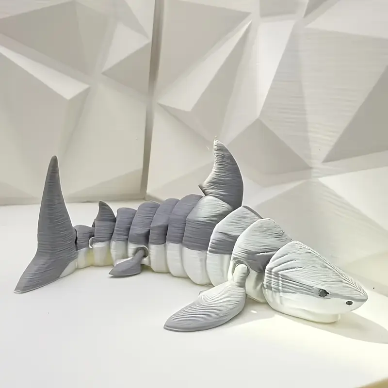 3D Printed Great White Shark Statue Decoration Ornaments, Animal Decorations, Multi-joint Movable and Cute, The Best Choice for Holiday Gifts