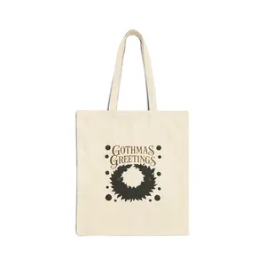 Gothamas Greetings Wreath Tote Bag | Holiday Halloween Goth Holiday Tote