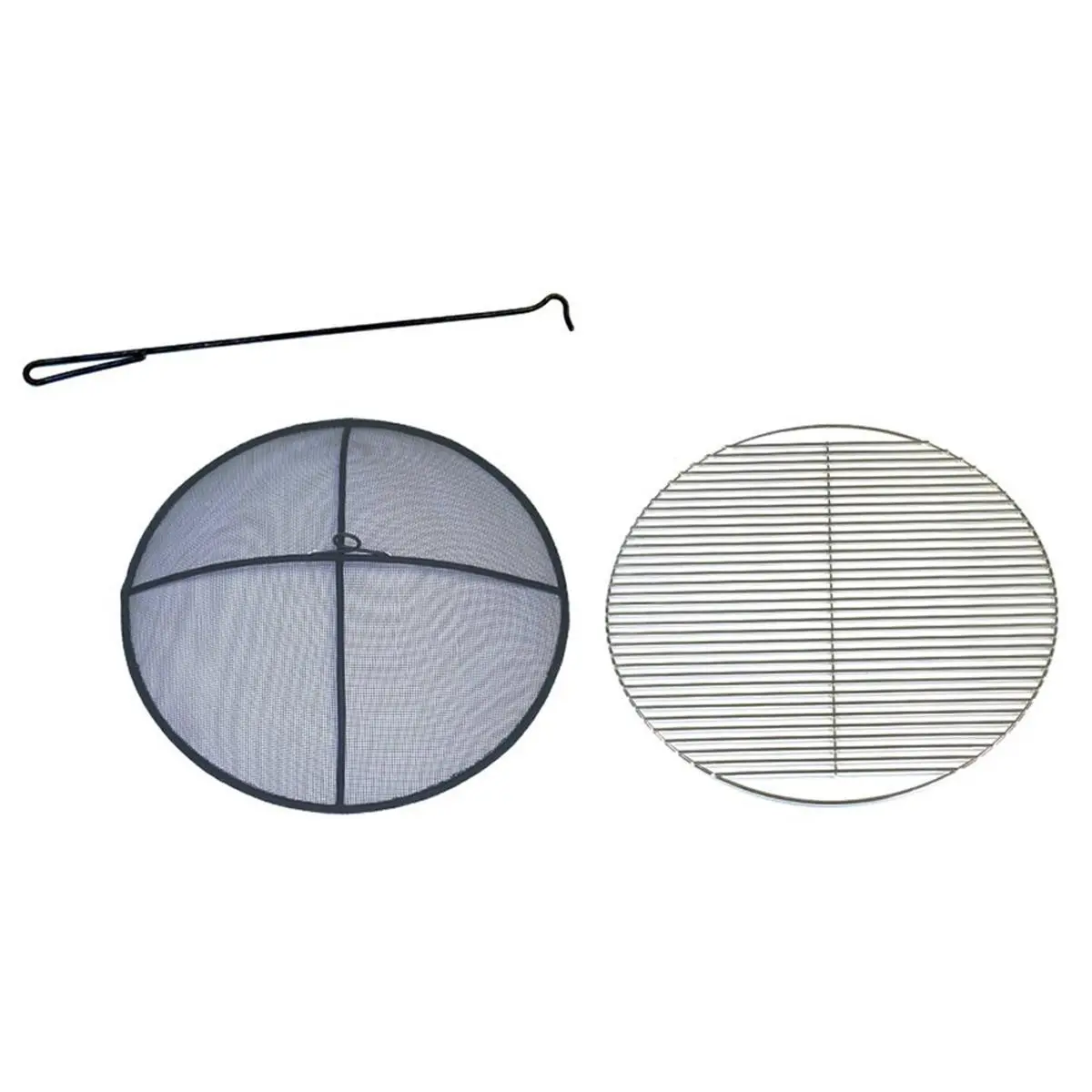 Patina Products Complete Fire Pit Accessories Kit - 23in Round Outdoor Grill Set, Fully Assembled with Spark Screen, Cover, Easy to Use for Gardens