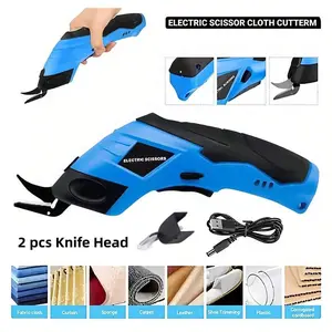 Battery-Operated Cordless Electric Scissors with 2 Blades – Heavy-Duty Cardboard Cut Tool, USB Cable, High RPM for Fabric, Carpet
