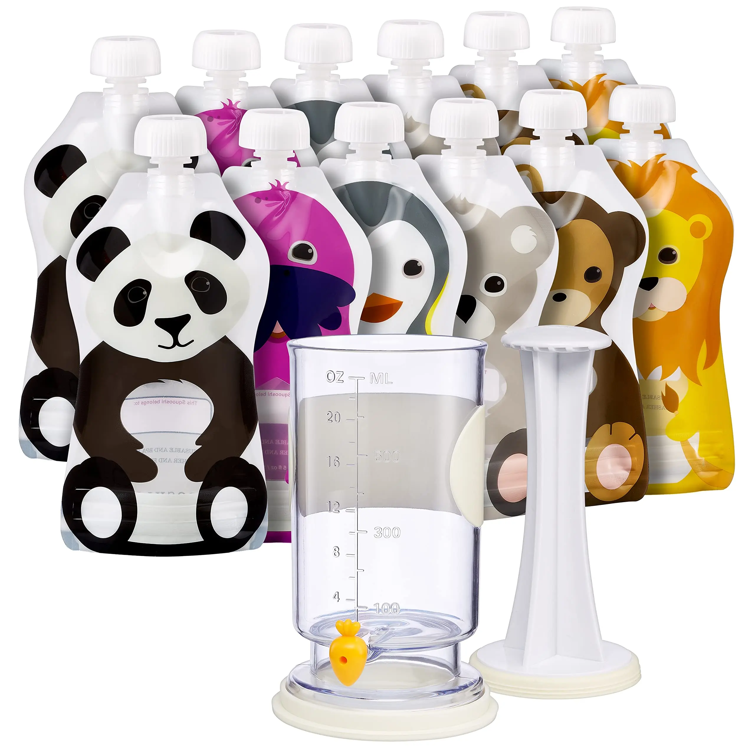 The Filling Station:  Food Pouch Filler + 12 Large 5 Oz Pouches/the Maker For Storage And Snack Pouches