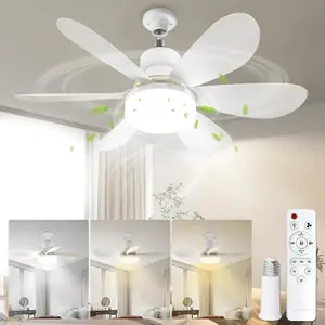 Ceiling Fan with Lighting and Remote Control, Low Profile Bladeless Ceiling Fan, Adjustable LED Light, Three Speed Modes, Timer and Memory Function, Quiet, 20.5 Inches