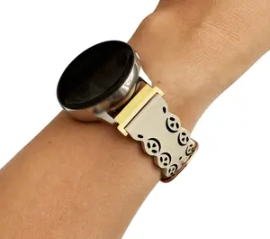Beige Filigree Leather Watch Band
