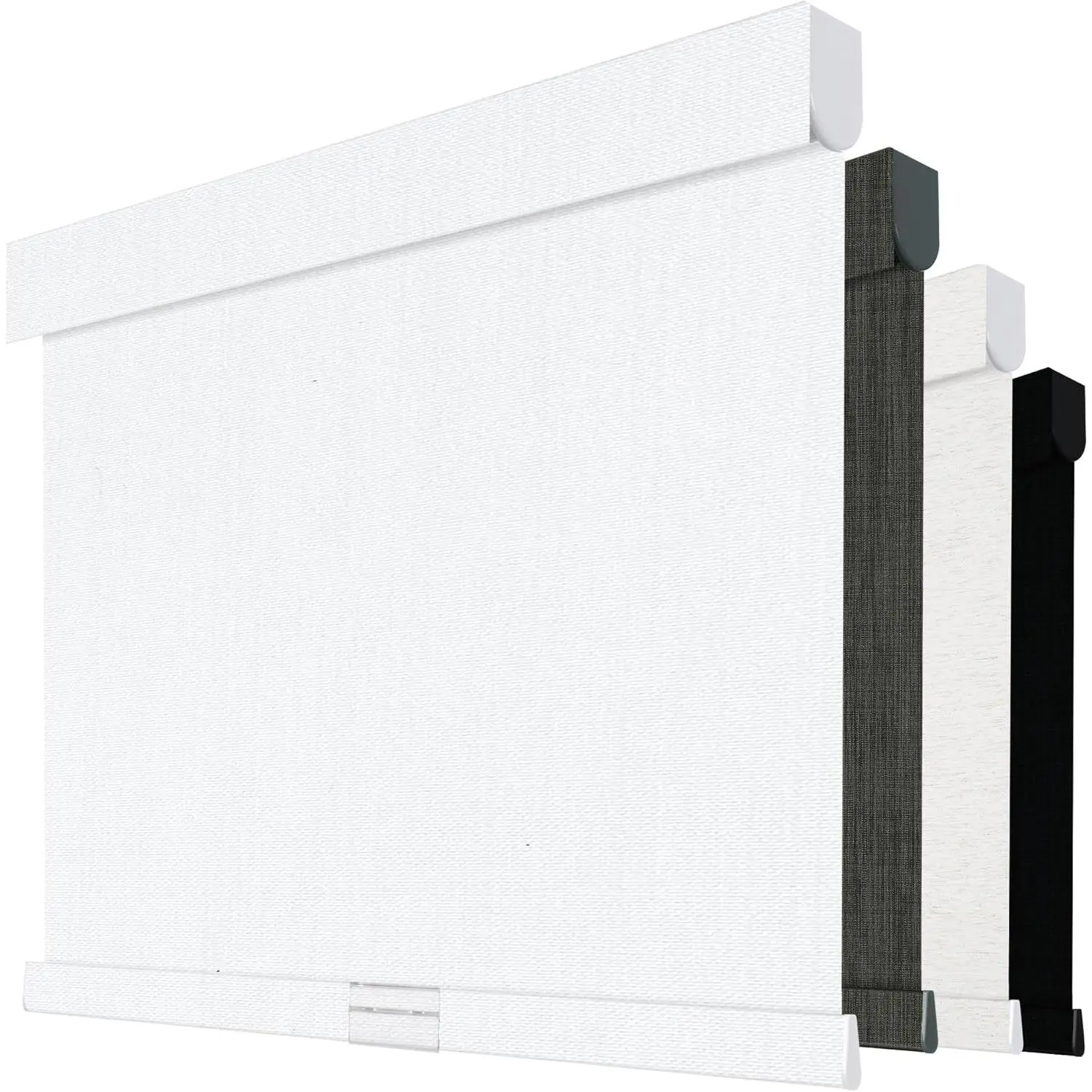 Cordless Blackout Roller Shades with Attached Valance, Multi-Size Interlaced Weave Linen Fabric, Free-Stop System, Thermal Insulation, Low-Noise Operation, UV Protection Blinds for Home, Office, Cordless Stop