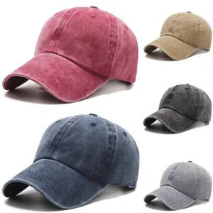 Vintage Washed Cotton Baseball Cap — Unstructured Soft-Top Adjustable Denim Hat; Unisex Retro Casual Cap, Ideal for Summer Outdoors, Travel, and Streetwear; Features a Rear Buckle Closure.