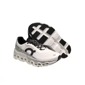 Cloudmonster Monster Running Shoes, Lightweight Cushioned Athletic Sneakers, Mist White Black Orange Colorway for Men Women Couples