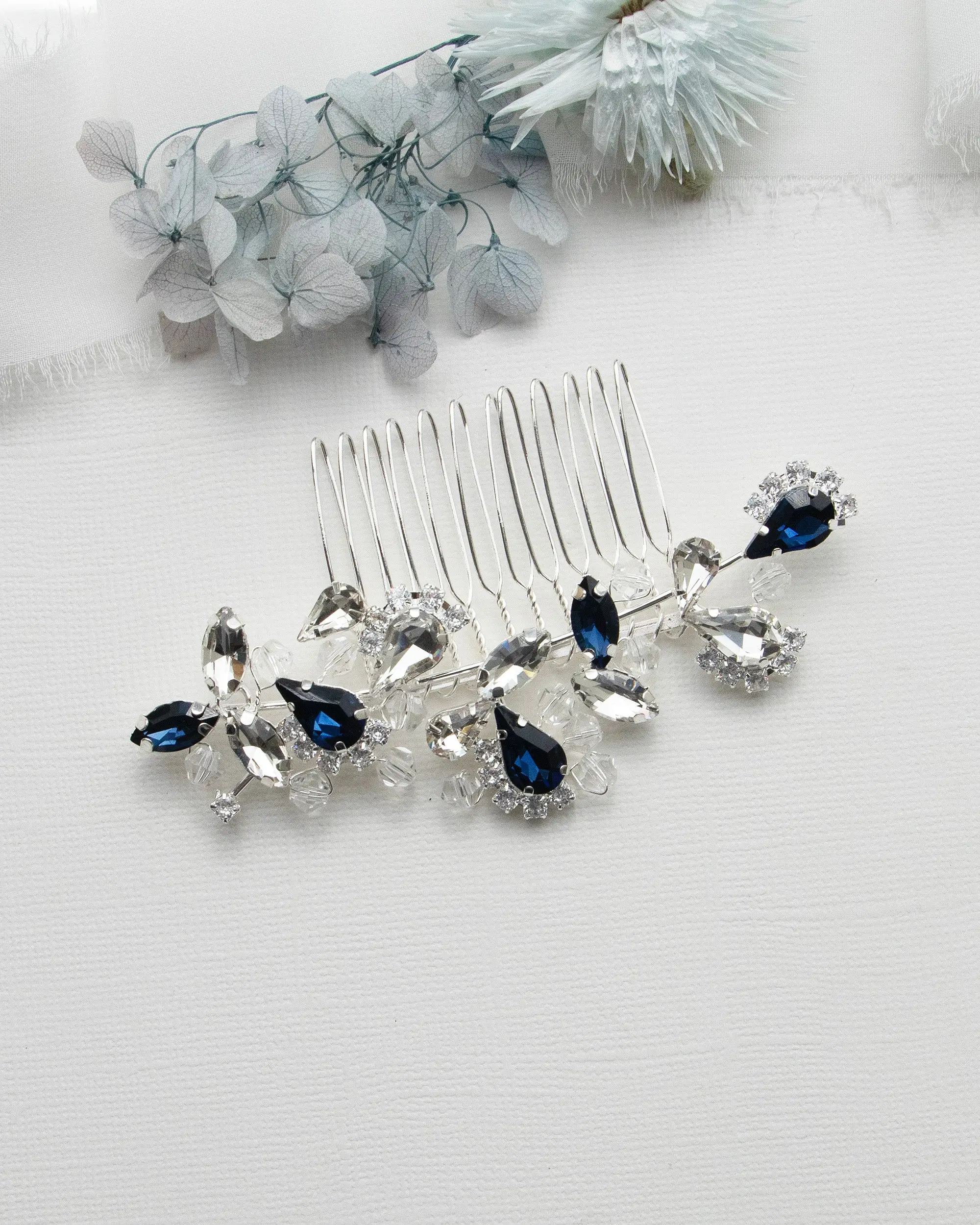 Soho Silver Butterfly Hair Comb with Blue Crystals Carla Sapphire Blue Wedding Hair Comb – Blue Crystal Bridal  main image 2