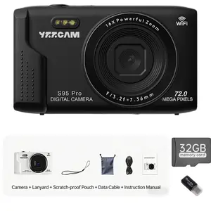 High Resolution 5K Digital Camera with 72MP for stunning clarity! Featuring 16X Powerful Zoom and WiFi connectivity. This sleek camera is perfect for capturing travel memories, family events, and high-quality vlogs. Your go-to HD gadget!