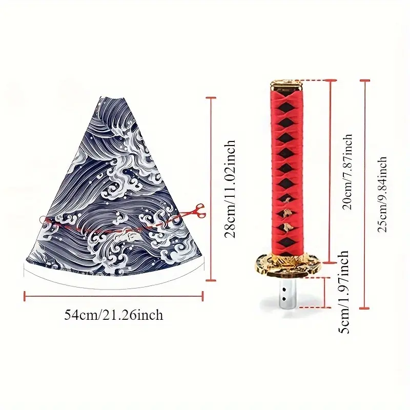 200mm JDM Blade Samurai Knife Shift Knob with Dust Cover and Adapter - Suitable for Most Cars