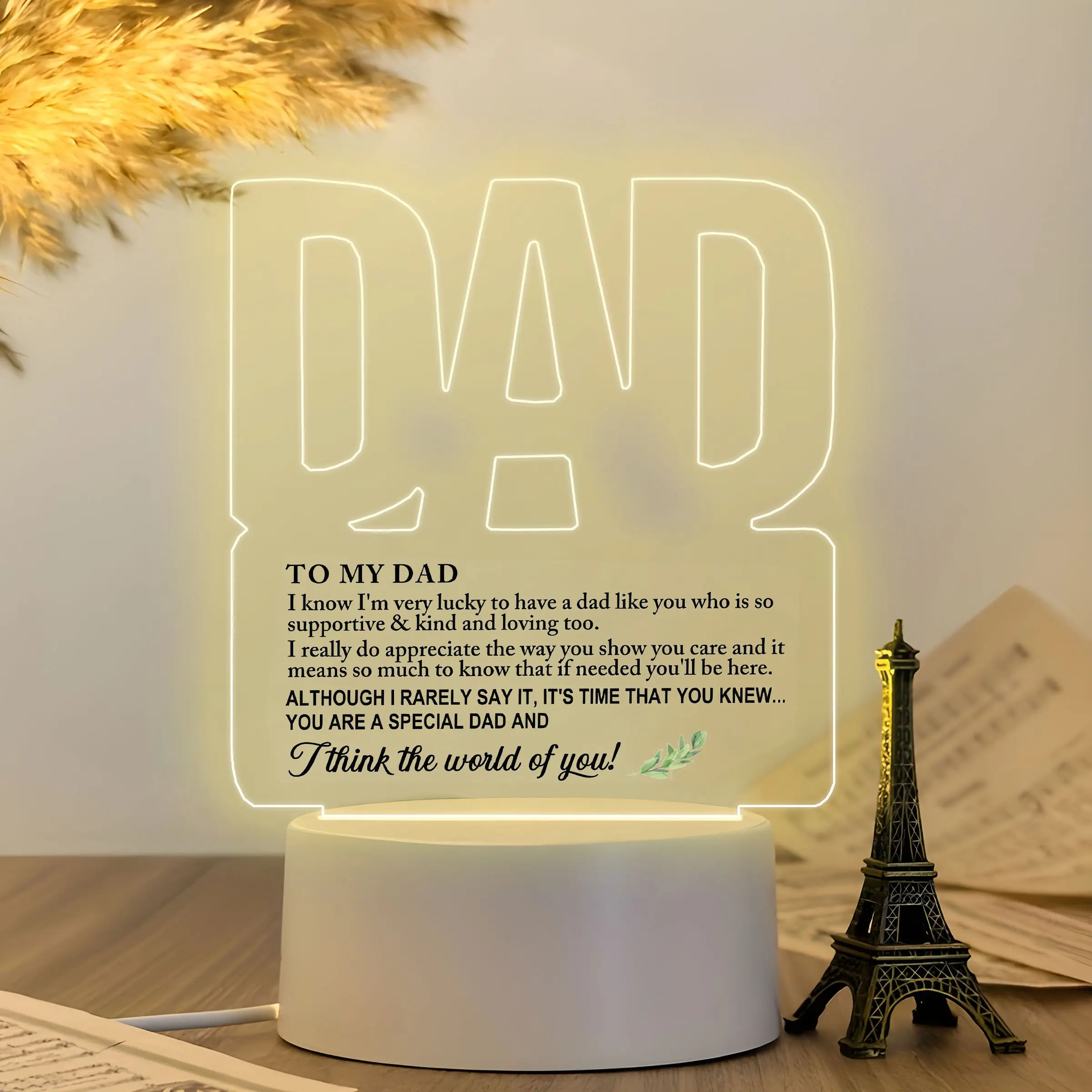 Acrylic Illuminated Night Light Gift for Dad, Daughter and Son Thank You Present, Table Decoration, Decorative Atmosphere Light, Birthday, Christmas, Thanksgiving, Father's Day, Light Lamp