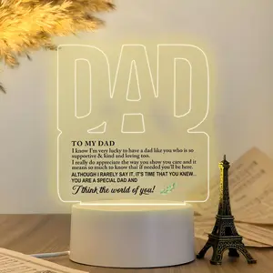 Acrylic Night Light Gift for Dad, Daughter and Son Thank You Present, Table Decoration, Birthday, Christmas, Thanksgiving, Father's Day, Light Lamp