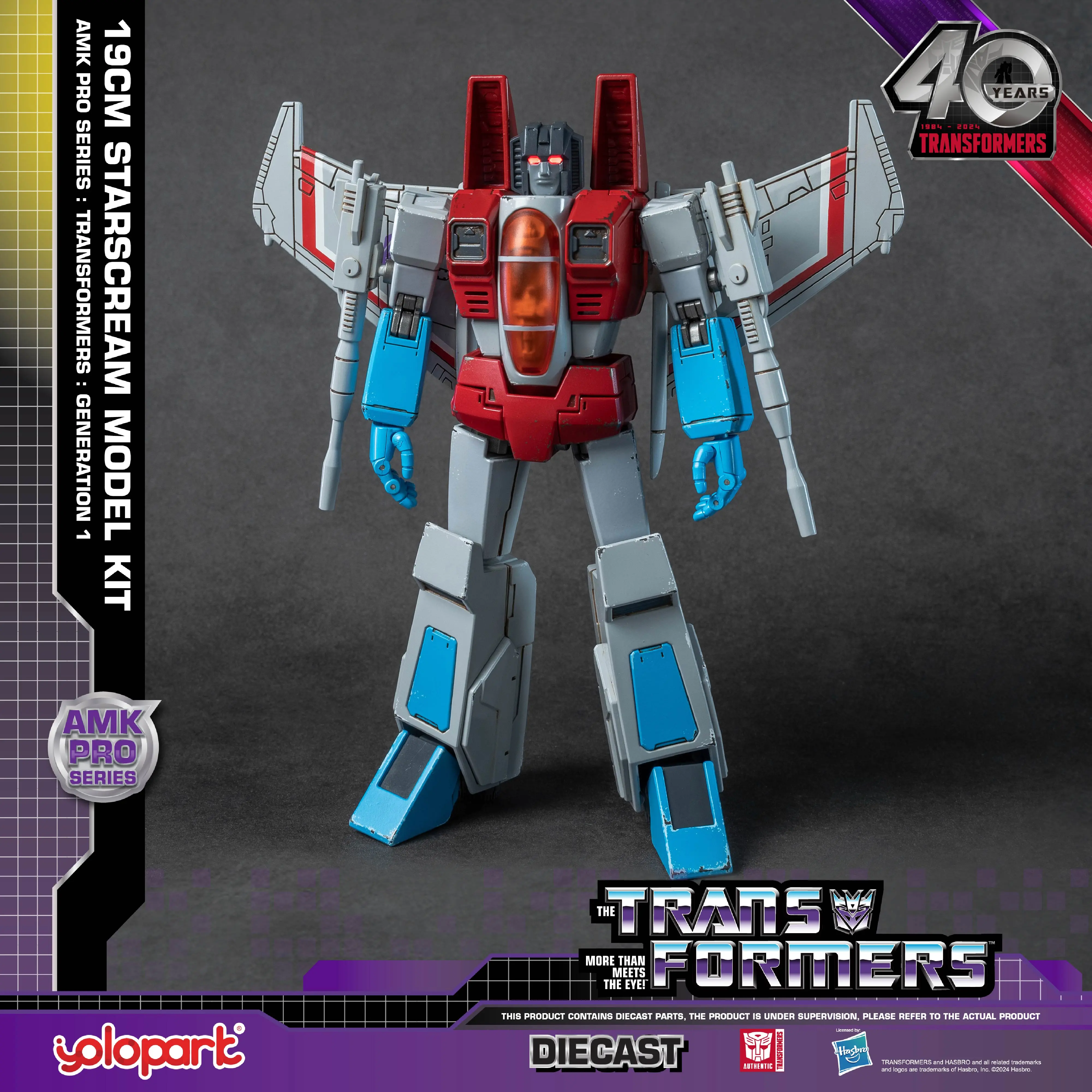 Transformers: Generation 1 AMK PRO Series 19cm Articulated Starscream Figure Model Kit, Collector Set, Articulated Figures