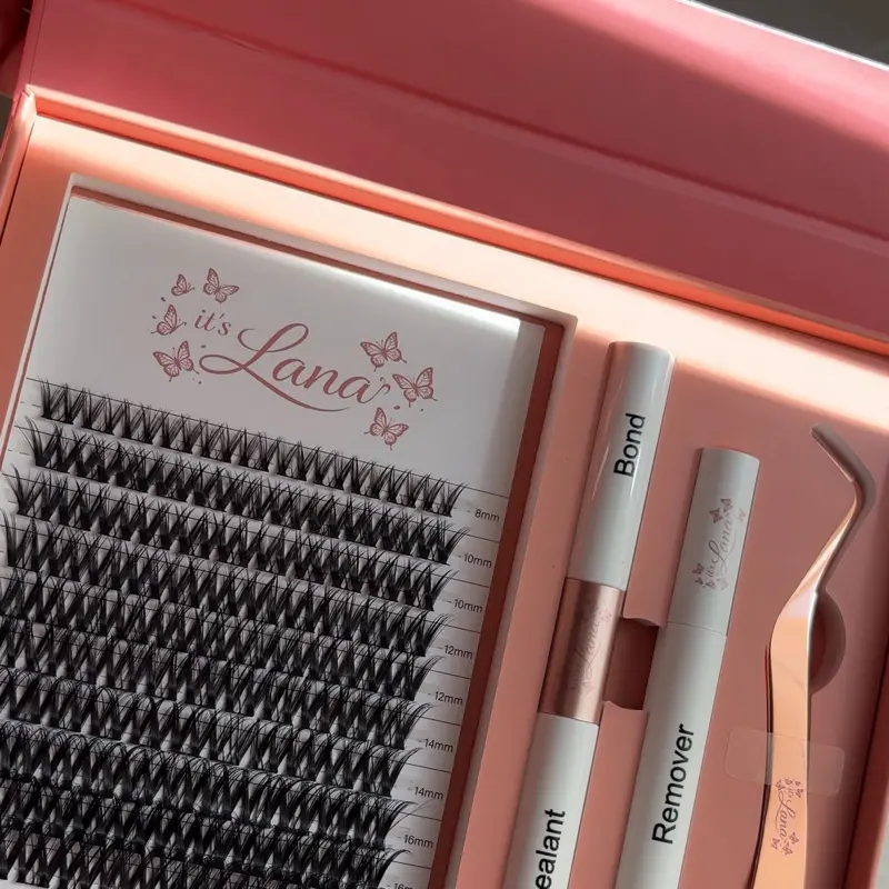 Butterfly 09 Eyelash Clusters- 14-Day Long-Lasting Bond & Seal, Eyelash Remover, Tweezers, **Optional Mirror**