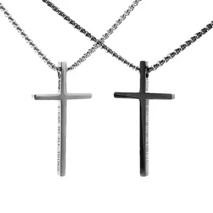 "I Can Do All Things" Cross Pendant Necklace - Mirror-Polished Stainless Steel, Encouragement Gift for Men, Inspirational Christian Cross Necklaces, Stainless Steel Jewelry Accessory