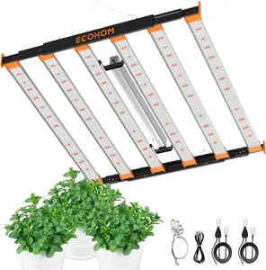 DEEPN 800W LED Grow Light, 3x3ft Coverage Full Spectrum Daisy Chain Growing Light, Dimmable & Retractable Bar Style Grow Lamp for Indoor Plants Greenhouse Vegetable Flower