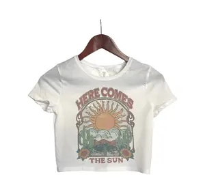 Here Comes The Sun Band Tee Vintage Retro Crop Top, Short Sleeve Crop Top, Crop Top for Women, Boho Hippie Clothing, 90s Fashion, Streetwear