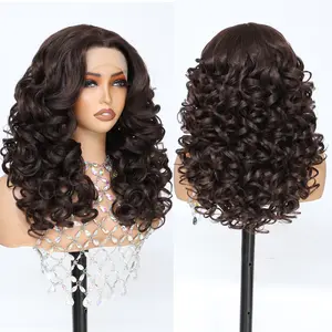 FABÉLLE 20inch 13×4×1 Middle part Lace Front Wigs Synthetic Glueless Curly Wigs For Women Premium Heat Resistant Synthetic Fiber Wigs