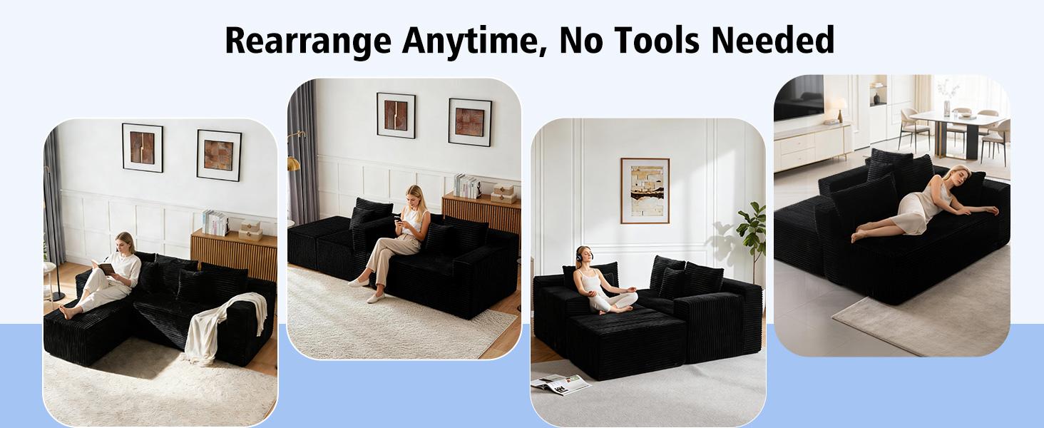 107" Boneless Modular Sectional Sofa, L-Shaped Cloud Couch with Deep Seat & High Backrest, Corduroy Couch Memory Foam Sectional Couch, No Assembly Required for Living Room Apartment L-Shaped Modern Chenille Sofa Set 107" Boneless Modular Sectional Sofa, L-Shaped Cloud Couch with Deep Seat & High Backrest, Corduroy Couch Memory Foam Sectional Couch, No Assembly Required for Living Room Apartment L-Shaped Modern Chenille Sofa Set