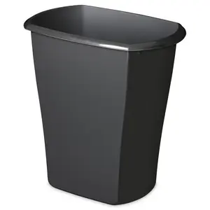 10 Gallon Rectangular Wastebasket, Large Open Plastic Trash Can for Kitchen, Black