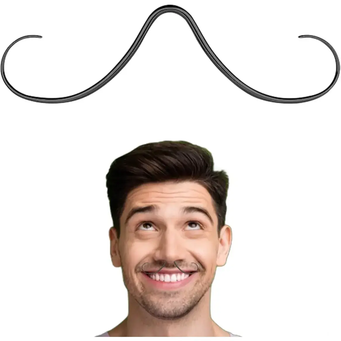 Whimsical Mustache Septum Ring, 16G-14G PVD Plated 316L Surgical Steel Piercing Jewelry, Cute Unisex Interchangeable Nose Ring, Hypoallergenic Birthday Gift Idea, Anniversary Gift, Happy Birthday