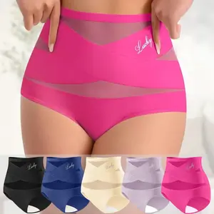 Women's High-Waisted High-Cut Lightweight Shapewear Panties - Seamless Mesh Fabric, Tummy-Tucking Fit, Breathable, Comfortable, Stylish Minimalist Clothes for Everyday Wear