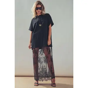 Daizy Black Lace T-Shirt Dress