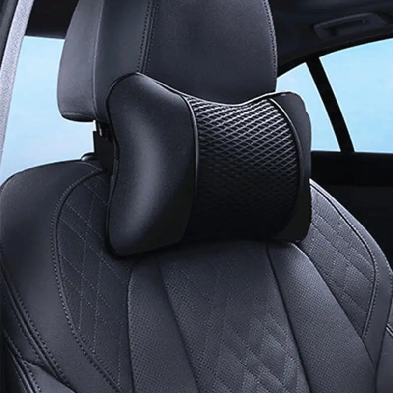 Universal Car Headrest Pillow, PU Leather Car Neck Pillow, Comfortable Breathable Neck Support Pillow, Car Interior Accessories, Vehicle