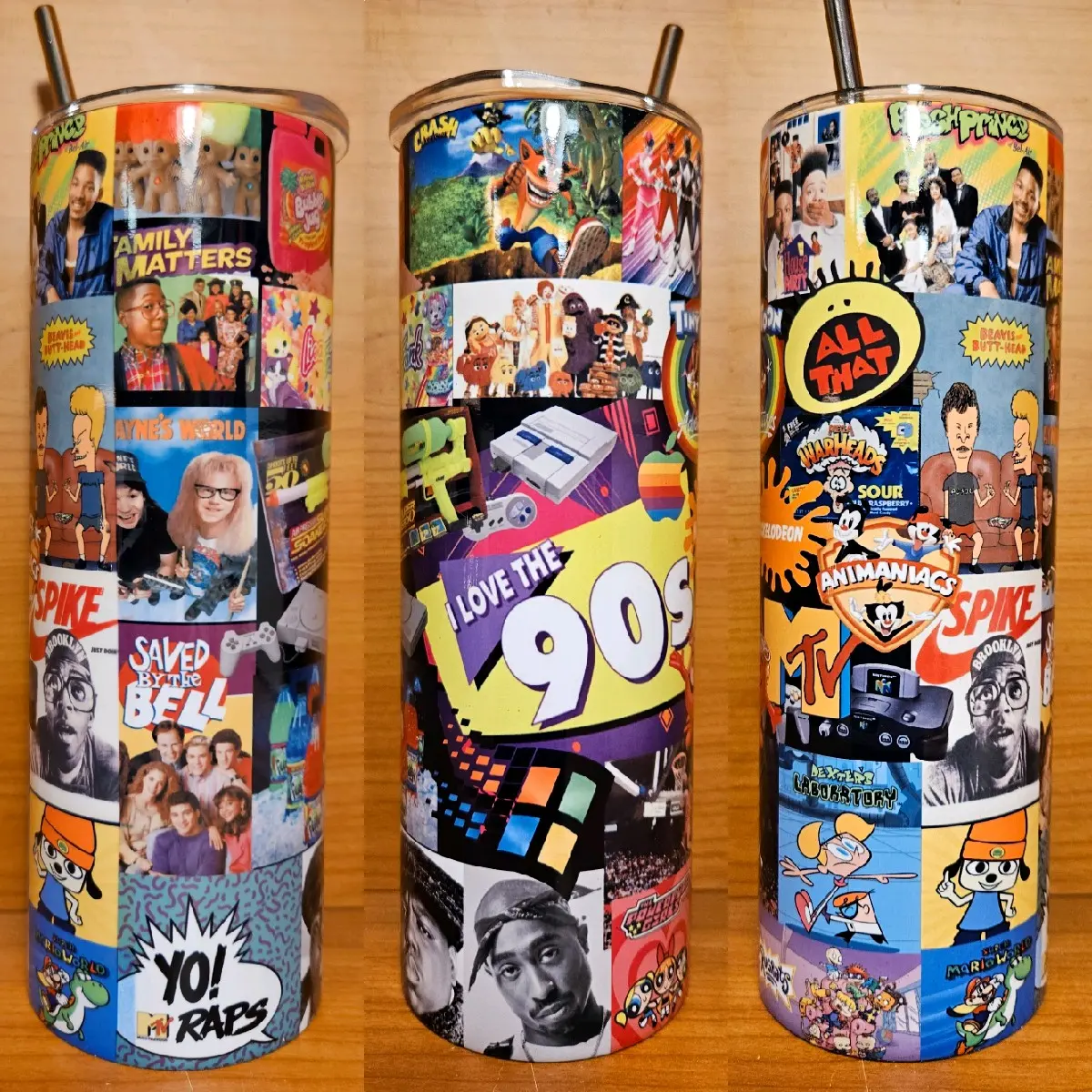 I Love the 90s 20oz Tumbler with Reusable Metal Straw and Eco-Friendly Straw Brush - Bottle, Drinkware