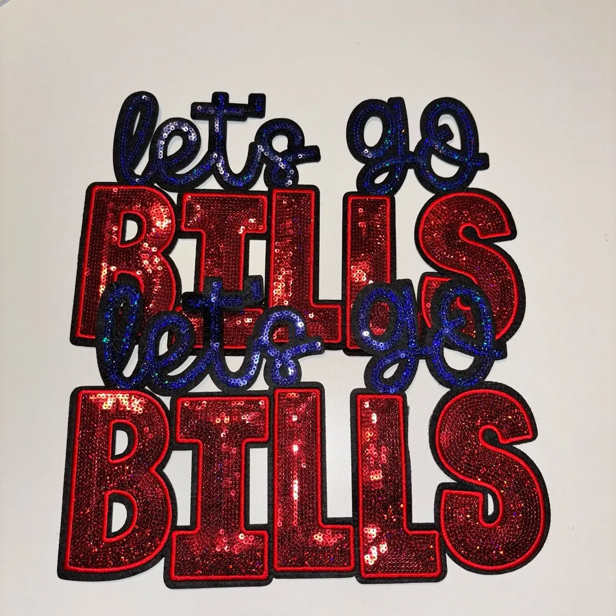 Let's Go Bills Sequin Patch for Clothes and Bags Let's Go Bills Sequin Patch for Clothes and Bags