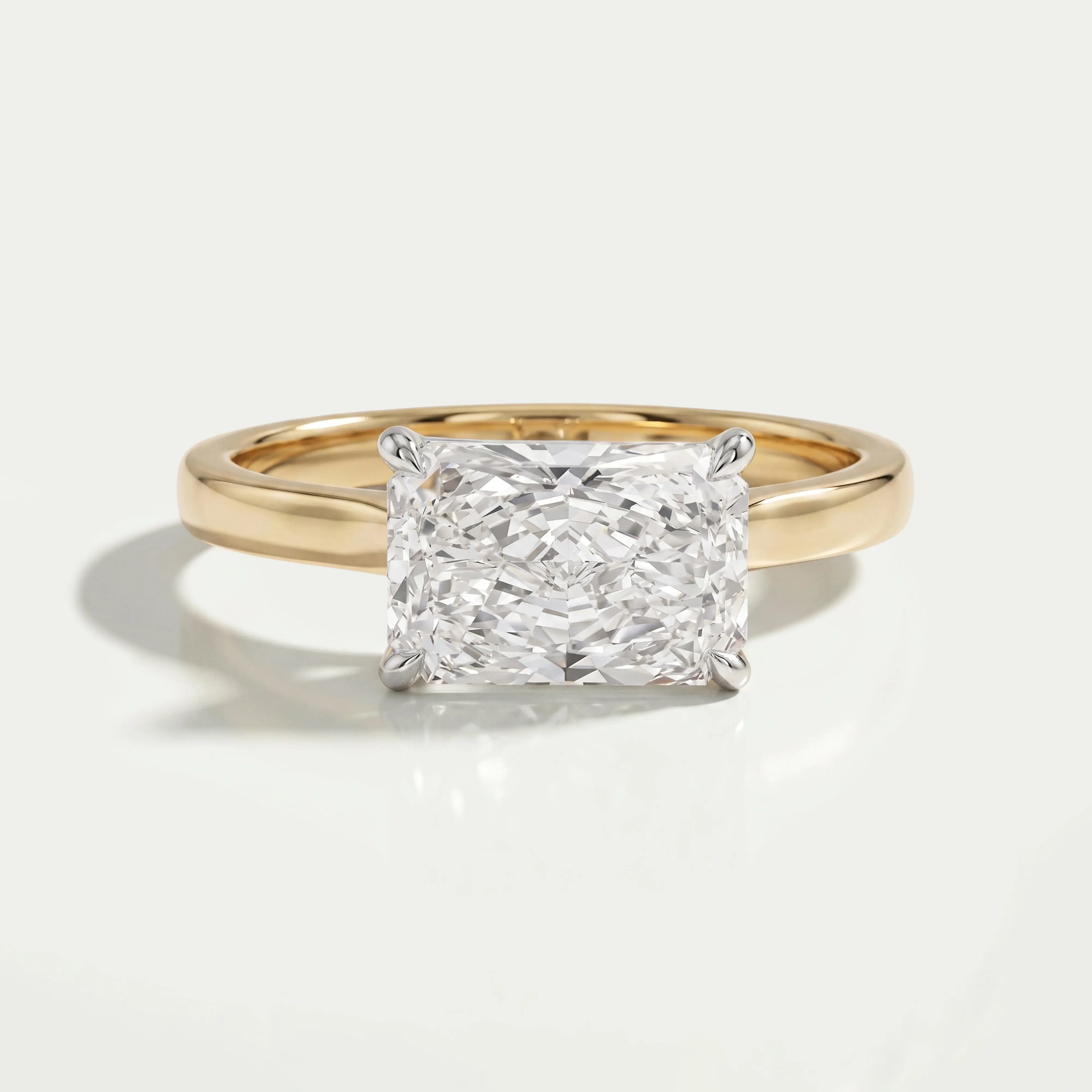 East West Radiant Cut Solitaire Ring