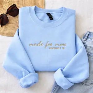 Made for More Embroidered Crewneck, Custom Bible Verse Sweatshirt, Faith Gift